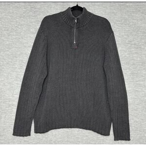 Vintage Polo Ralph Lauren Mens XL Pullover Sweater Gray 1/4 Zip Mock Neck
